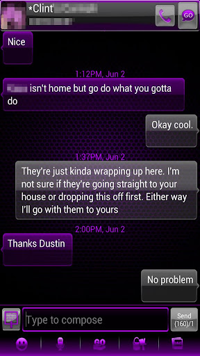 GO SMS Theme Purple Kush Glass