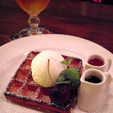 Chocolate Waffles with a Fresh Raspberry Syrup