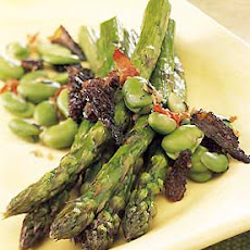 Roasted Asparagus with Fresh Favas and Morels