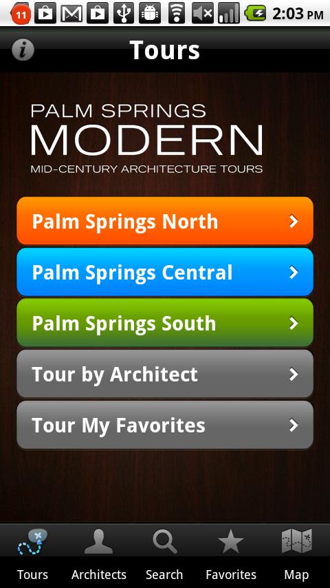 Android application Palm Springs Modernism (Phone) screenshort