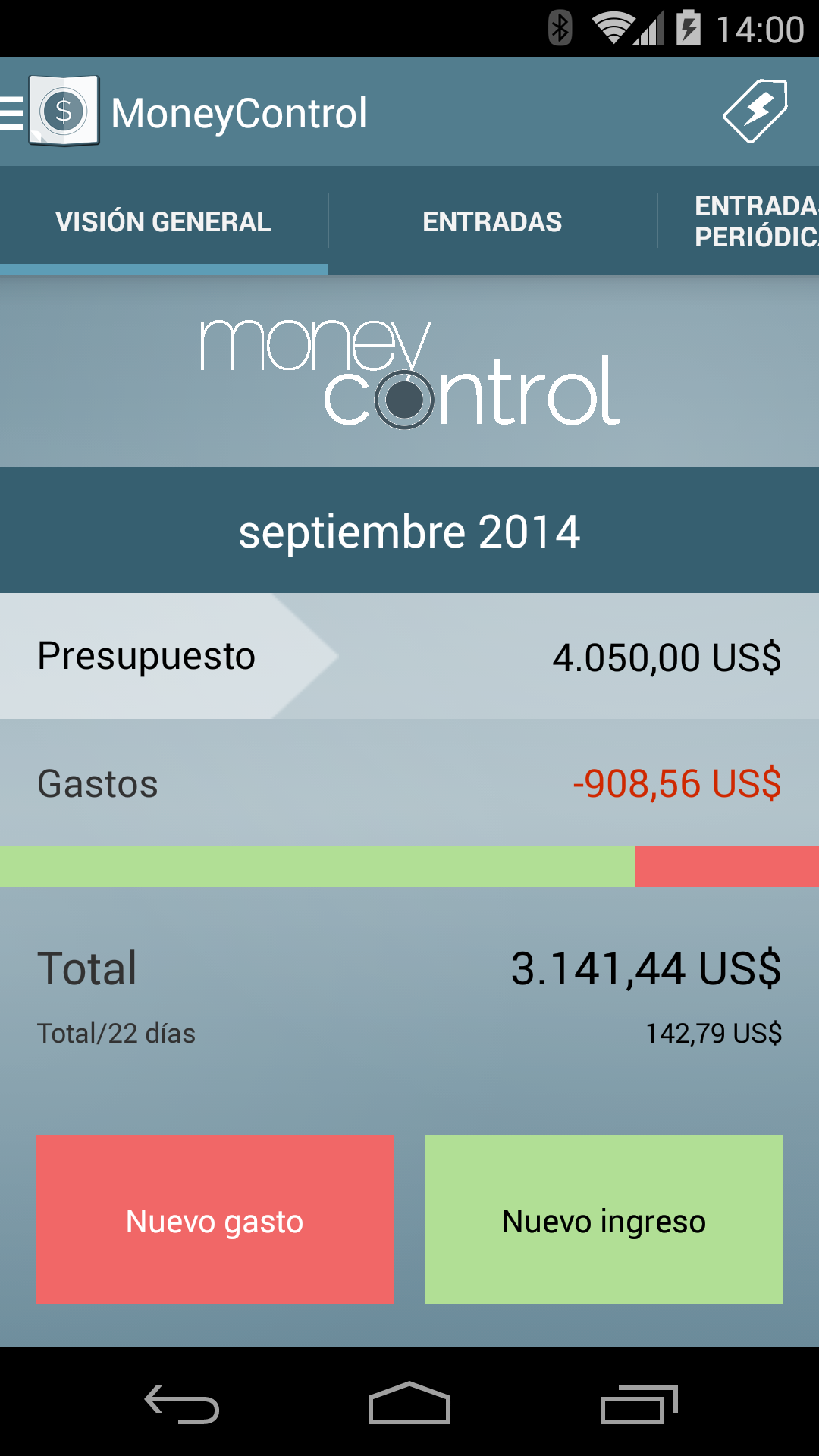 Android application MoneyControl Expense Tracking screenshort