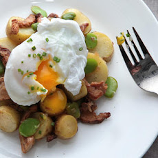 Warm Fava Bean and Chanterelle Salad with Poached Eggs Recipe