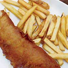Fried Beer-Battered Fish and Chips with Dilled Tartar Sauce