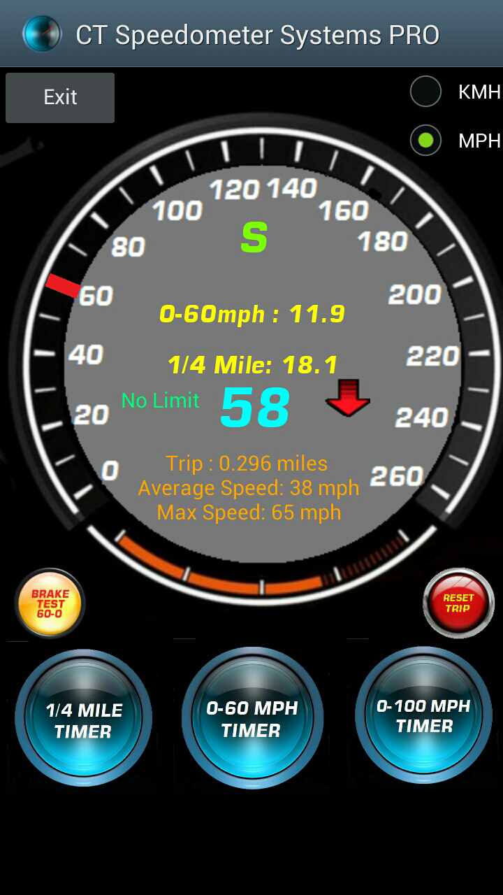 Android application Speedometer,0-100 0-60 Timers screenshort