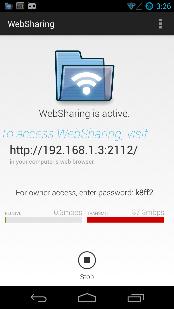 Android application WebSharing (WiFi File Manager) screenshort