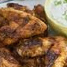 Grilled Chicken Wings with Spicy Chipotle Hot Sauce and Blue Cheese-Yogurt Dipping Sauce
