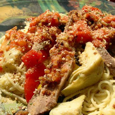 Spaghetti With Lamb, Feta & Artichokes