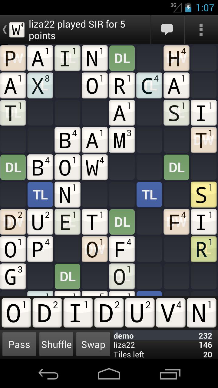 Android application Wordfeud screenshort