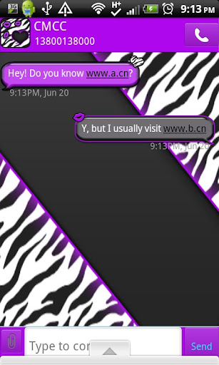 GO SMS THEME PurpleZebracpk