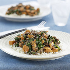 Beef with Sweet Potatoes and Spinach