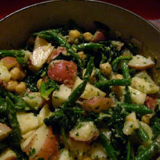 Warm Potato Salad with Kale and Green Beans and Miso Dressing