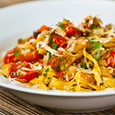 Fresh Fettuccine With Crispy Pancetta, Sauteed Mushrooms And Cherry Tomatoes