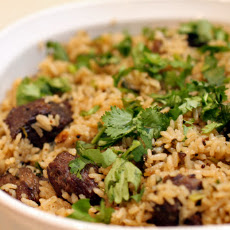 Sumptuous Beef & Rice Casserole with Raw Mango Salad