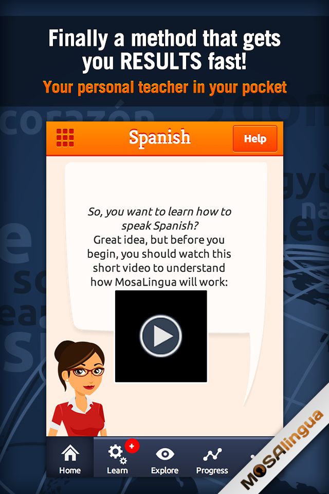 Android application Learn Spanish with MosaLingua screenshort