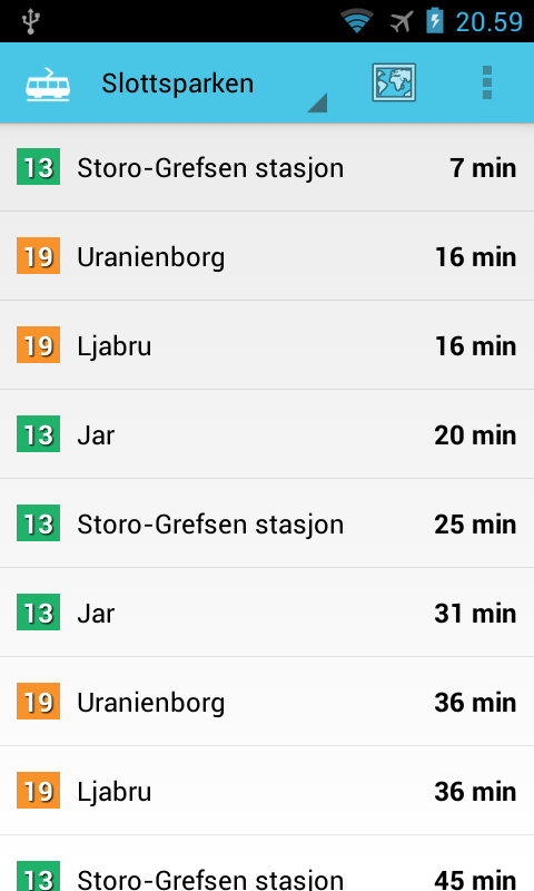 Android application Trikken i Oslo screenshort