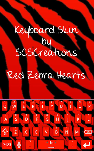 KB SKIN - Red Zebra Hearts