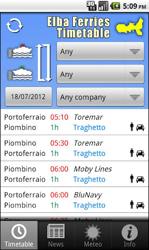 Elba Ferries Timetable