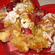 Raspberry and White Chocolate Waffle Pudding
