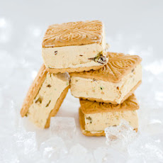 Caramel peppermint crisp ice cream sandwiches