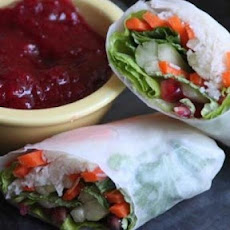 Leftover Turkey Spring Rolls with Cranberry Sweet and Sour Dipping Sauce