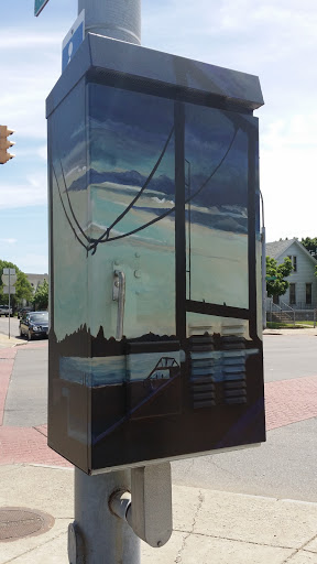 Overcast Waterscape Painted Utility Box Mural 