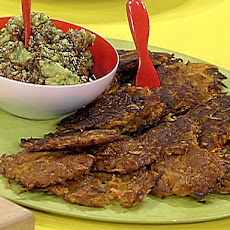 Spicy Sweet Potato Pancakes with Holiday Guacamole