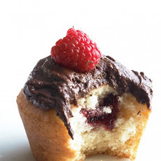 Jam Cupcakes with Chocolate Frosting