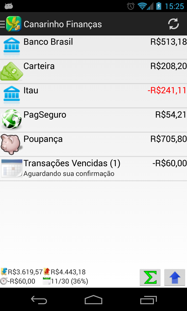 Android application Canarinho Finanças Premium screenshort
