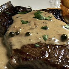 Beer-Marinated Steaks with Peppercorn Sauce