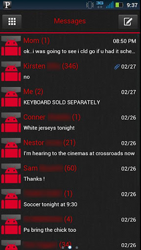 GO SMS Clean Red Theme