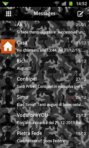 GO SMS 그레이 카모야 테마