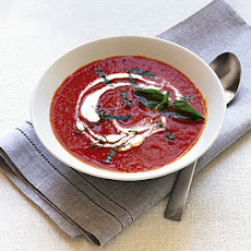 Roasted Red Pepper Soup with Orange Cream