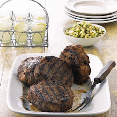 Grilled Monster Pork Chops with Tomatillo and Green Apple Sauce