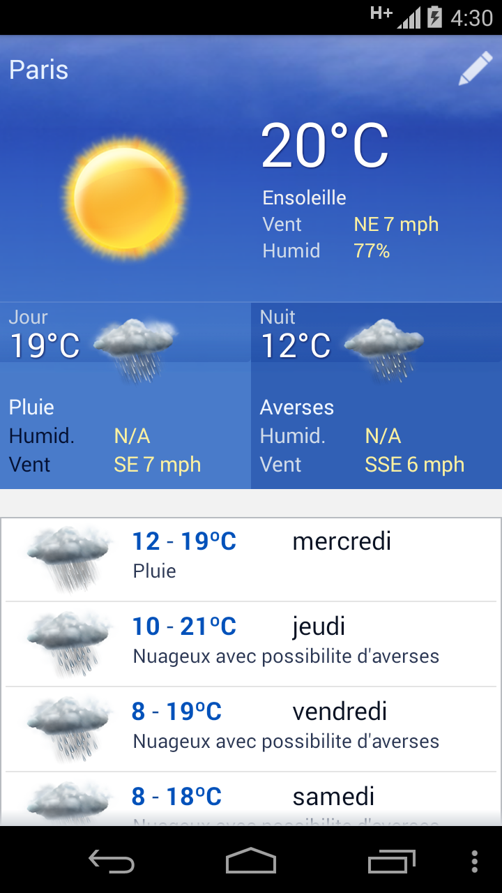 Android application La Meteo France screenshort