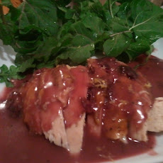 Roast Chicken with Dijon Cherry Gravy