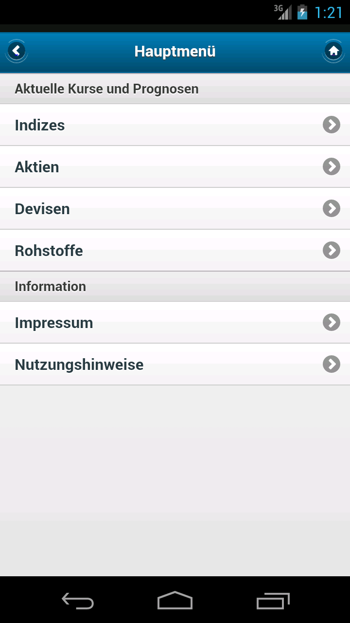 Android application Aktien Prognose screenshort