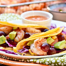 Shrimp Tacos with Grilled Corn Grapes and Creamy Ranchero Sauce