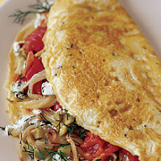 Mediterranean Supper Omelet with Fennel, Olives, and Dill