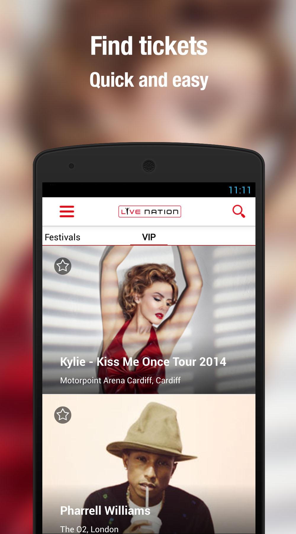 Android application Live Nation screenshort
