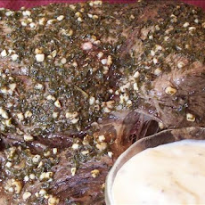 Herb-Crusted Sirloin Tip Roast W/ Creamy Horseradish-Chive Sauce