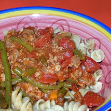 Spaghetti With Chunky Meat and Veggie Sauce