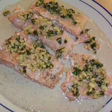 Salmon With Basil Champagne Cream Sauce