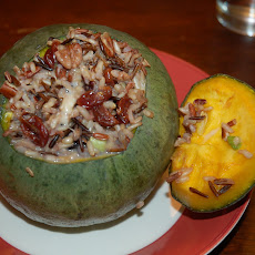 Wild rice-cherry-pecan-stuffed Winter Squash