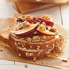 Almond Butter, Plum, and Granola Sandwich