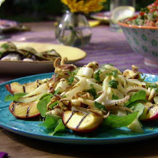 Garlicky Grilled Calamari and Nectarine salad