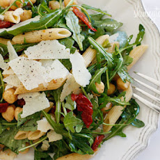 Arugula Salad with Penne, Garbanzo Beans and Sun Dried Tomatoes