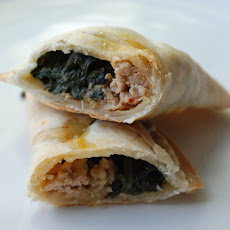 Arugula Pesto, Spicy Pork & Spinach Pockets