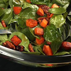 Warm Spinach Salad with Smoky Pecans and Sweet Potato Recipe