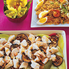 Pickled Red Snapper with Eggplant and Melon