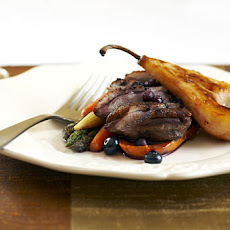 Tea-Smoked Duck Breast with Pears and Blueberry Jus